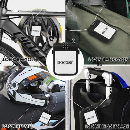 DOCOSS-Helmet Lock For Bike lock/Number Lock For Helmet / Extendable Cable lock /Password Lock for Helmet /Helmet Locks (black)