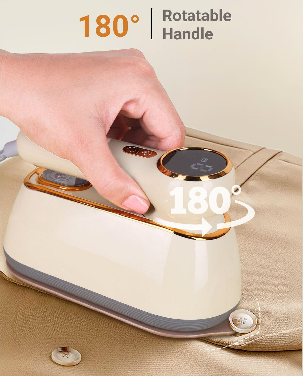Docoss Foldable Mini Steam Iron For Travel,Portable,1500 Watts Vertical & Horizontal Travel Garment Steamer For Clothes with LCD Display|10s Fast Heating|150ML Water Tank Travelling Steam Press