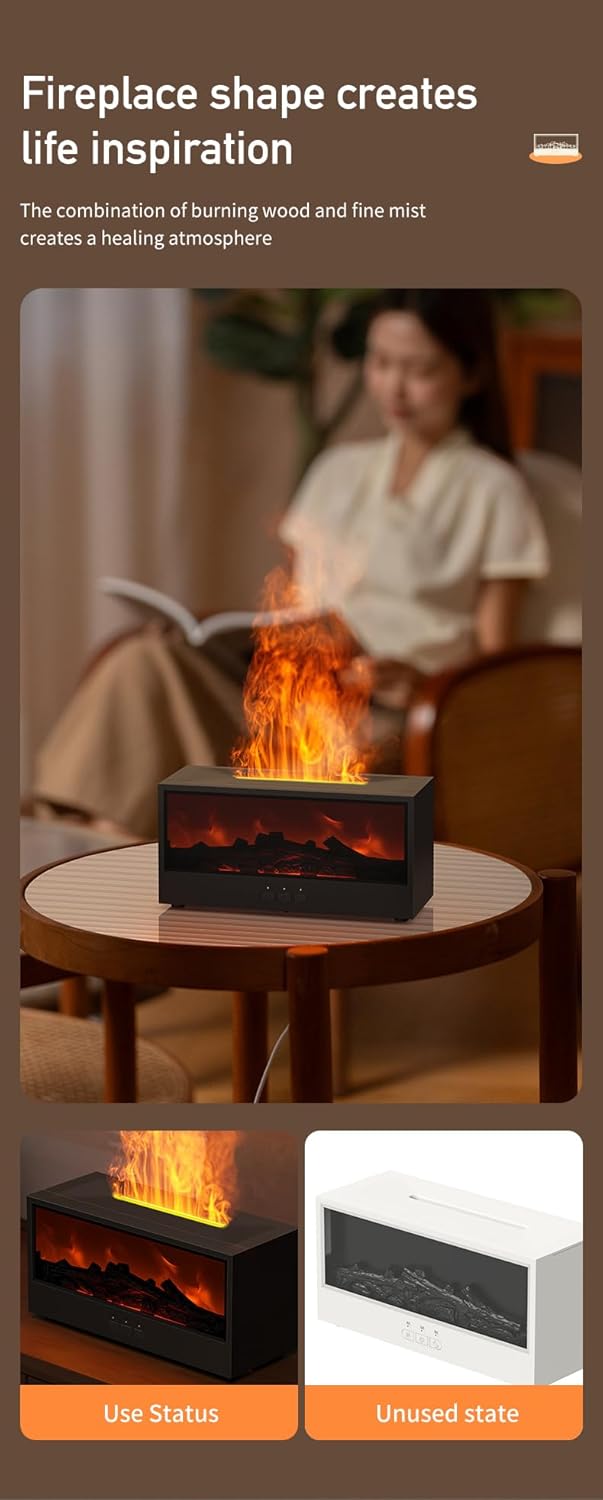 Docoss Charcoal Aroma Diffuser for Home Electric with 7 Colors, Aromatherapy Essential Oil Fragrance Diffuser & Fireplace Flame Diffuser with Remote for Home, Bedroom
