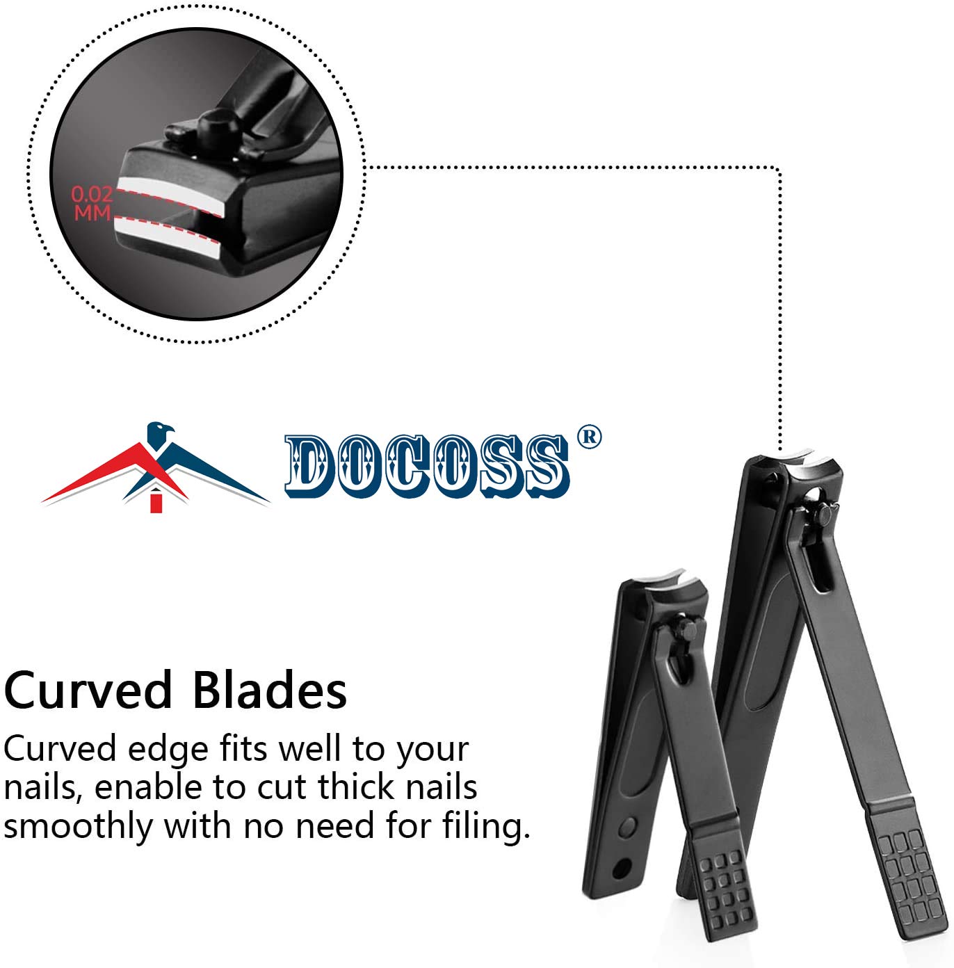 DOCOSS Pack Of 3 Stainless Steel Nail Cutter Kit Set & Toenail Fingernail Clipper/Nail Clipper Set/Nail Cutter For Men Women (Black)