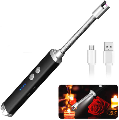 DOCOSS - Rechargeable Electric Gas Lighter 280 mAh High Battery Capacity Kitchen Lighter Chargeable USB Arc Long Lighter for Candle Flexible Lighter Neck for Gas,diyas,agarbatti,Candle (Black)