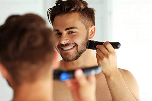 Docoss -Digital Trimmer Rechargeable Beard Trimmer Cordless for Men Professional Hair Clipper / 120 Mins Working Time With 4 Guide Comb ,Titanium Blades (Silver)