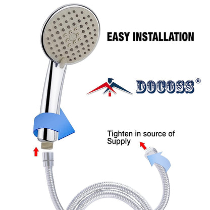 DOCOSS Premium Hand Shower For Bathroom 5-Flow Handheld Showers For Bathing / Hand Shower For Bath (Chrome)