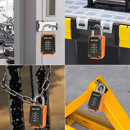 DOCOSS Strong Number Locks for Door / Combination Lock Padlock / Door Combination Lock ,Pad Lock ,Gate Lock, Gym Locker Lock ,Locks for Main Gate (Orange Black)