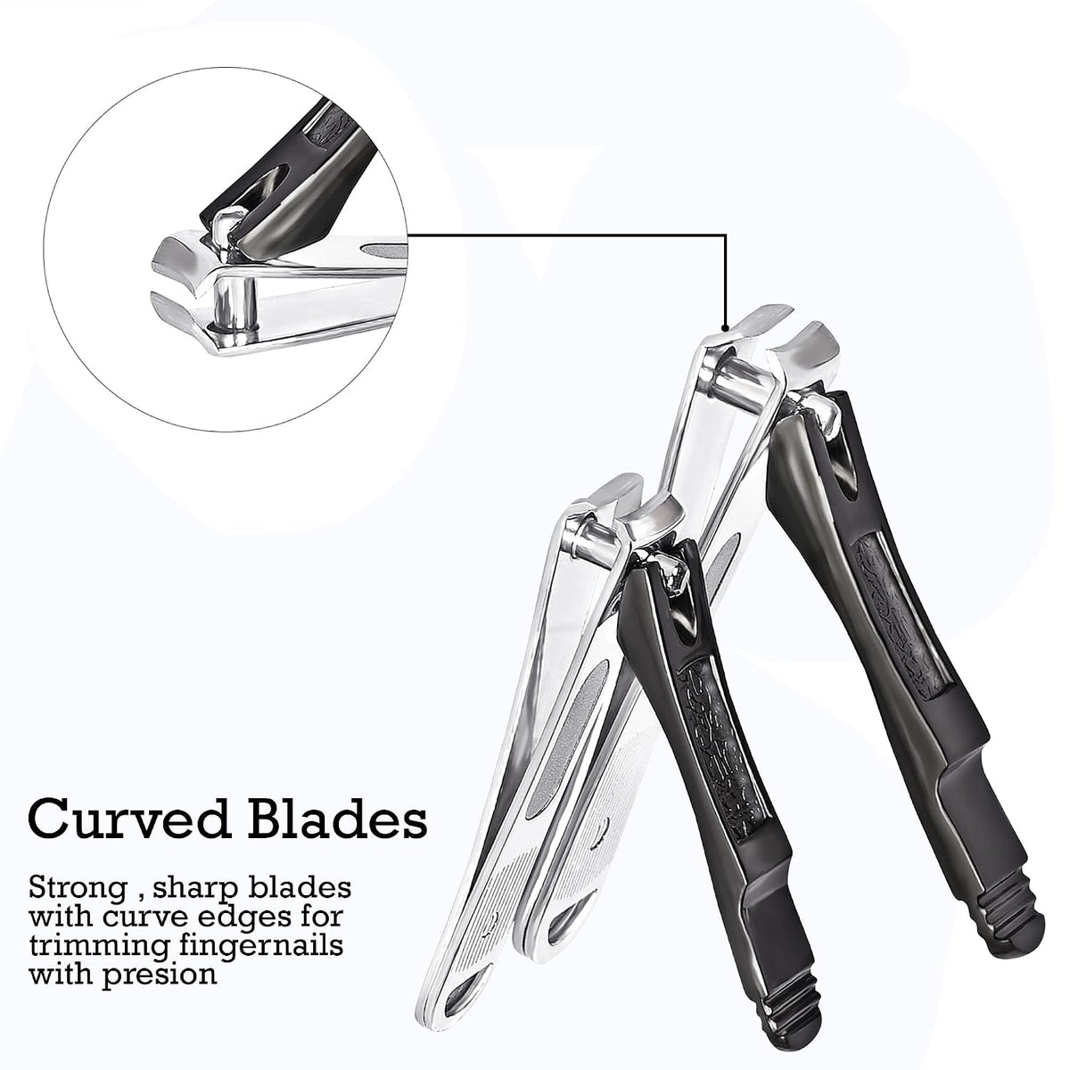 DOCOSS Stainless Steel Nail Cutter Kit For Men and Women Nail Clippers set -Pack Of 2 (Black)