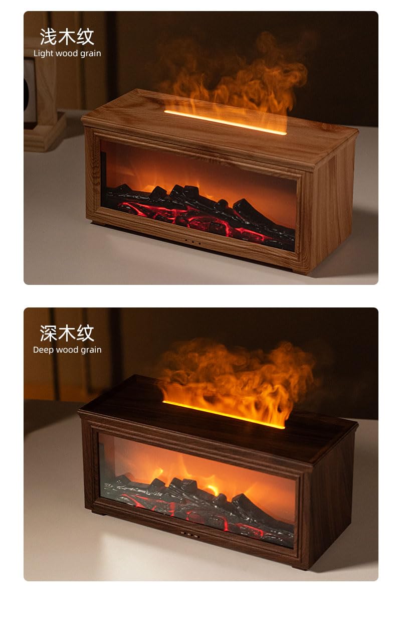 Docoss Charcoal Aroma Diffuser for Home Electric with 7 Colors, Aromatherapy Essential Oil Fragrance Diffuser & Fireplace Flame Diffuser with Remote for Home, Bedroom
