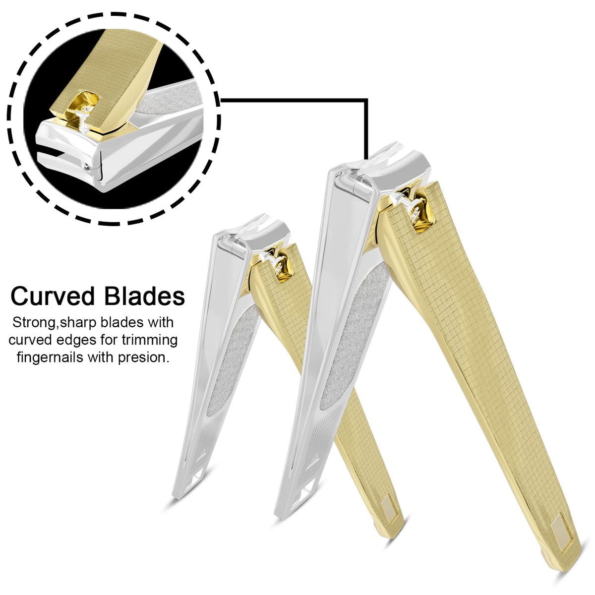 DOCOSS Premium Proffessional Stainless Steel Nail Cutter Set For Men,Women,Adults -Nail Clippers & Trimmers With Filer-Sharp,Smooth Japanese Nailcutter For Adults (Pack Of 2) (Gold)