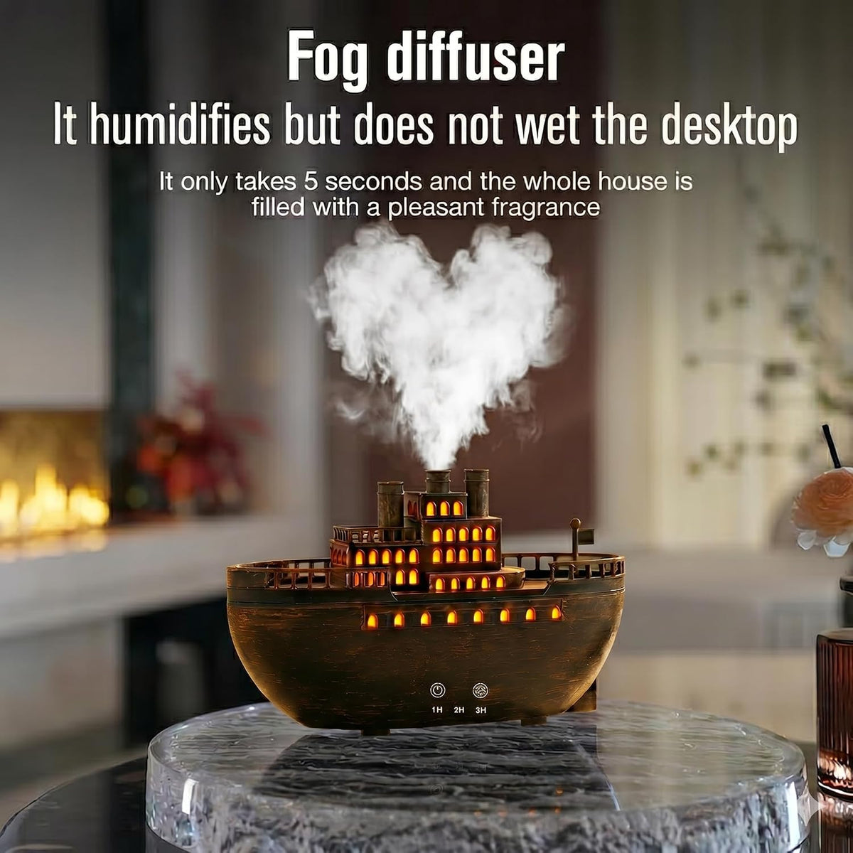 Docoss Titanic Ship Aroma Diffuser for Home Electric with Remote | Essential Oil Diffuser for Home & Bedroom,Ultrasonic Humidifier with 7 LED Warm Lights & Quiet Operation,Electric Diffuser for Room