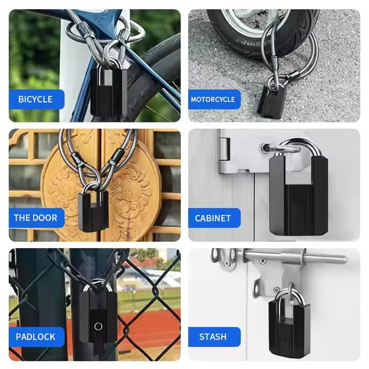 DOCOSS Fingerprint Door Lock, Heavy-Duty Smart Padlock, Fingerprint Lock with 3-Way Unlock (Fingerprint/App/2 Keys),USB Rechargeable, Waterproof Lock for Suitcase,Home, Office, Gym Locker, Gate