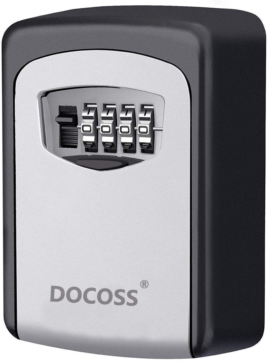 DOCOSS - Metal Key Safe Combination Storage Box Outdoor Wall Mounted with Code Password Security Lock for House Outdoor(Black,Grey)