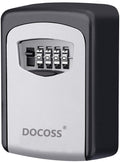 DOCOSS - Metal Key Safe Combination Storage Box Outdoor Wall Mounted with Code Password Security Lock for House Outdoor(Black,Grey)