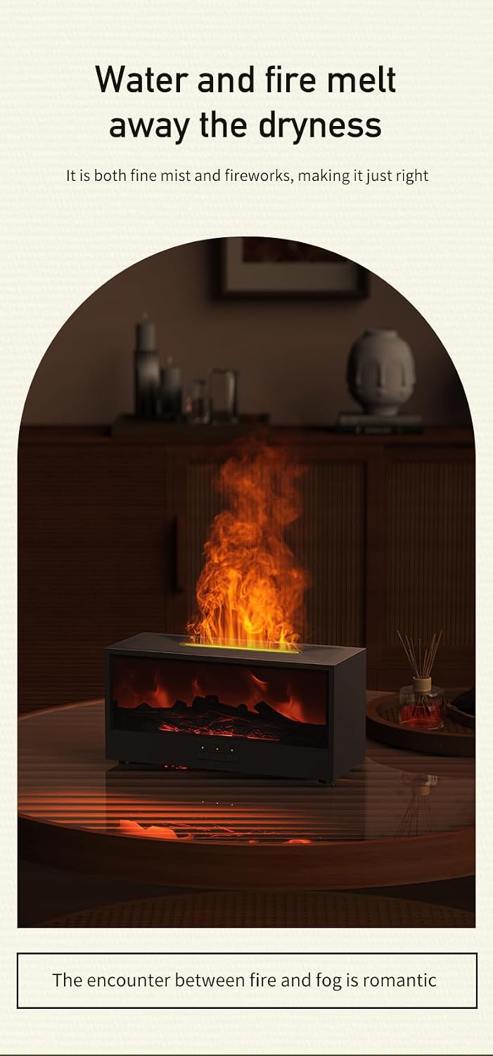 Docoss Charcoal Aroma Diffuser for Home Electric with 7 Colors, Aromatherapy Essential Oil Fragrance Diffuser & Fireplace Flame Diffuser with Remote for Home, Bedroom