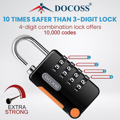 DOCOSS Metal 4 Digit Combination Number Lock For Bag Luggage Locks ,Pack Of 2 (Black ,Grey)
