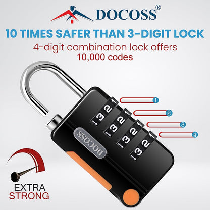 DOCOSS Metal Digit Combination Number Lock for Bag Luggage Locks (Black,Grey)