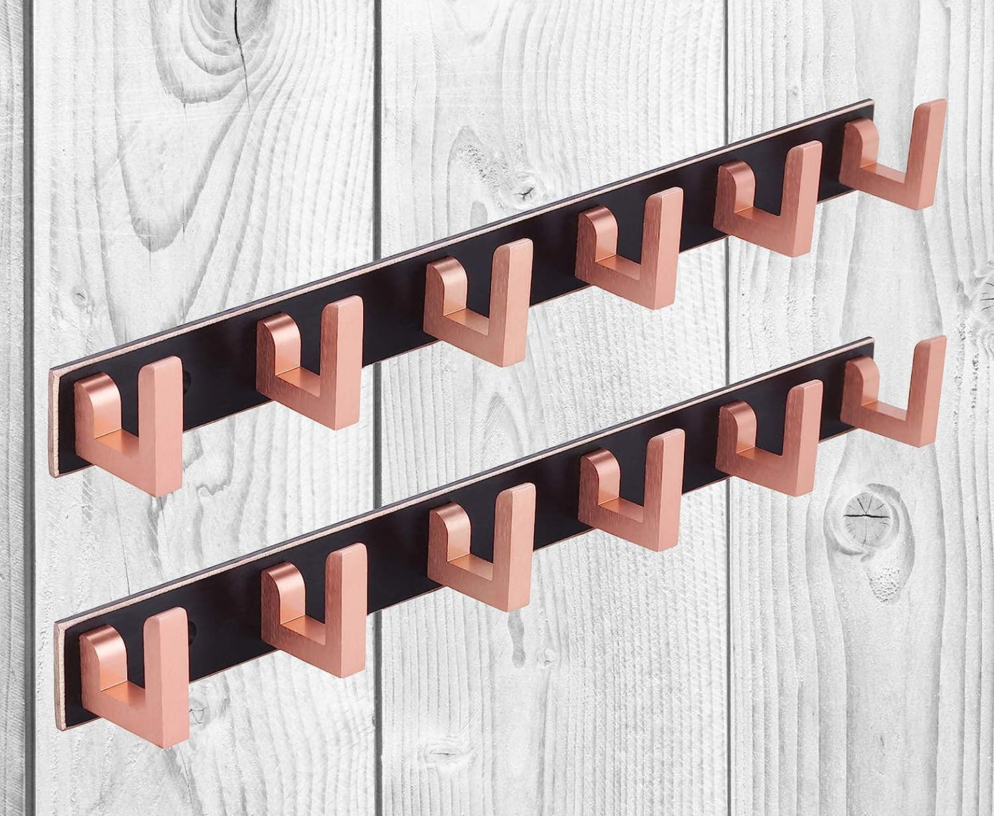 DOCOSS- Exclusive Extra Long 40 cm Rose Gold -Black 6 Pin Metal cloth hangers for wall Door Cloth Hook Bathroom Wall Hooks Rail for Hanging Clothes,Towel Bathroom Accessories