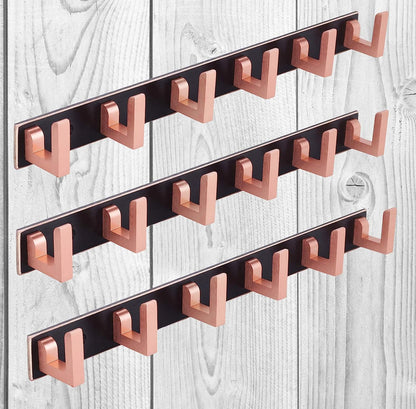 DOCOSS-Pack Of 1.2,3 -Exclusive Extra Long 40 cm Rose Gold -Black 6 Pin Metal cloth hangers for wall Door Cloth Hook Bathroom Wall Hooks Rail for Hanging Clothes,Towel Bathroom Accessories