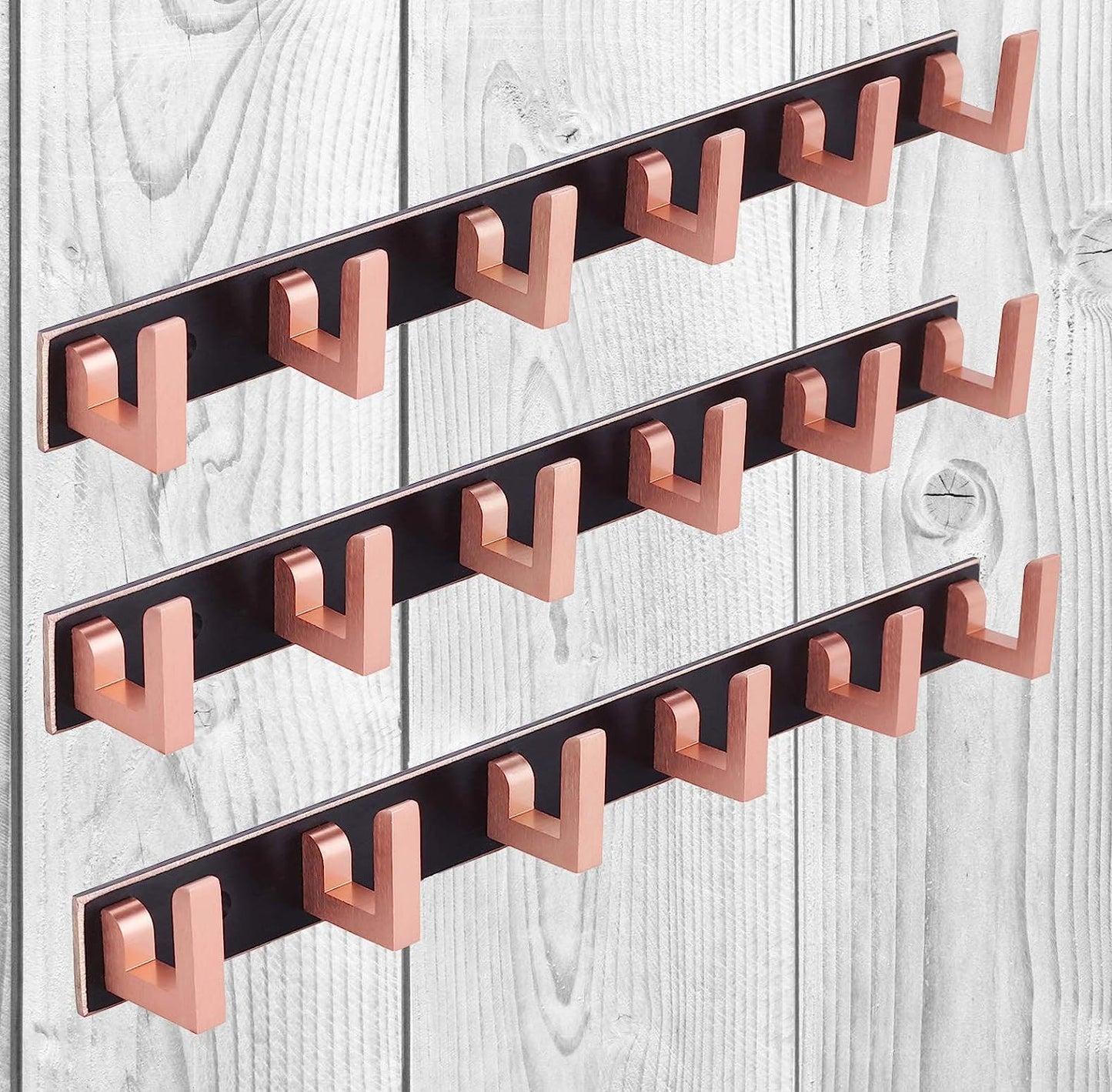 DOCOSS- Exclusive Extra Long 40 cm Rose Gold -Black 6 Pin Metal cloth hangers for wall Door Cloth Hook Bathroom Wall Hooks Rail for Hanging Clothes,Towel Bathroom Accessories