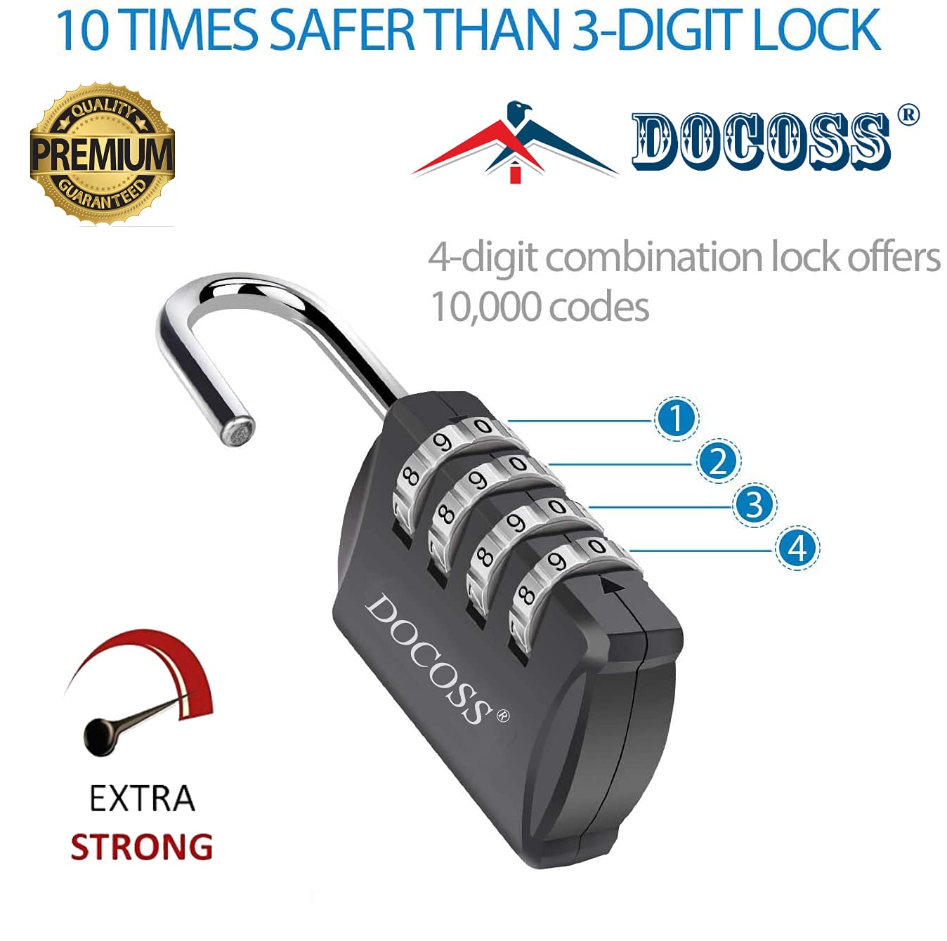 DOCOSS Metal 4 Digit Number Lock For Bag Luggage,Small Combination Loc