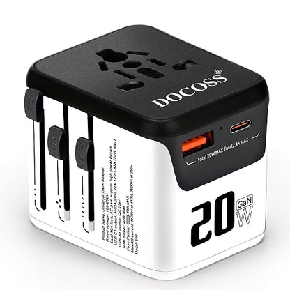 Docoss Fast Charging Universal 20W GaN Travel Adapter