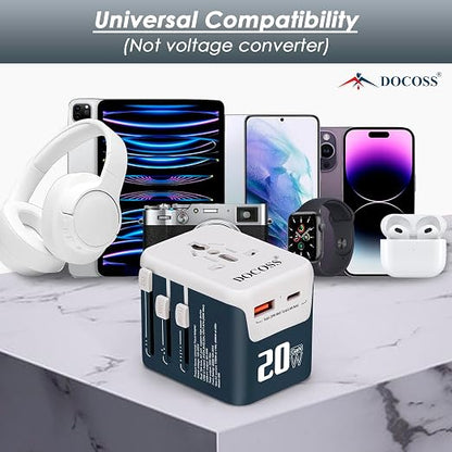 Docoss Fast Charging Universal 20W GaN Travel Adapter