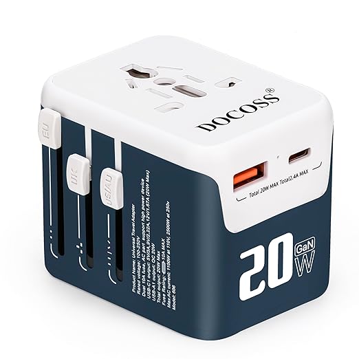 Docoss Fast Charging Universal 20W GaN Travel Adapter