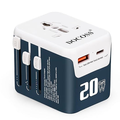 Docoss Fast Charging Universal 20W GaN Travel Adapter
