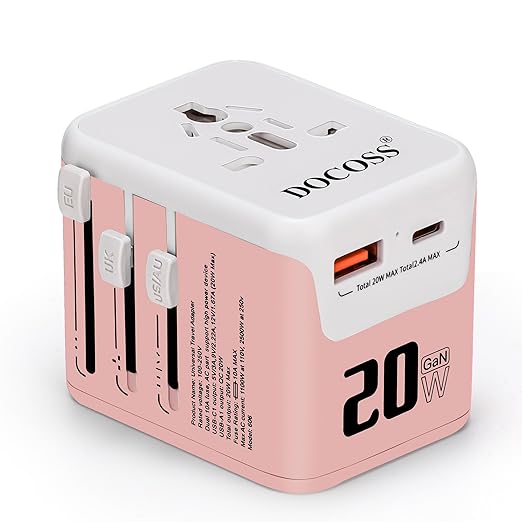 Docoss Fast Charging Universal 20W GaN Travel Adapter