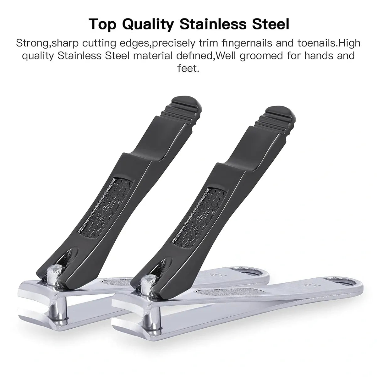 DOCOSS Pack Of 2 Stainless Steel Nail Cutter For Men Women Toenail Fingernail Clipper Nail Clippers Set Nail Cutter Set Kit Black