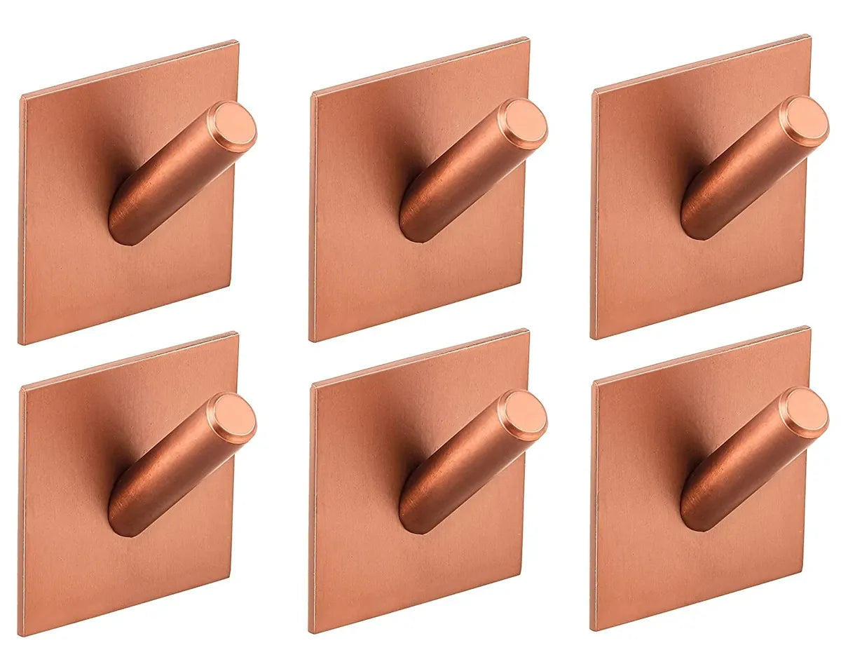 DOCOSS Pack of 6 Steel Self Adhesive Hooks for Wall Strong Sticker Hooks Door Hanger Wall Hooks Self Adhesive Hooks Holder for Bathroom ,Kitchen -Holds Upto 3 kg