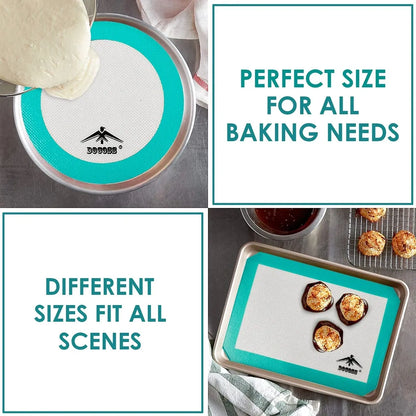 DOCOSS Pack Of 2 Small Silicone Oven Baking Mat Professional Silicon Mat For Baking Non Stick Silicon Mat For Oven Baking Sheet (11.5 " x 8.5 "Inch ) (Turquoise)