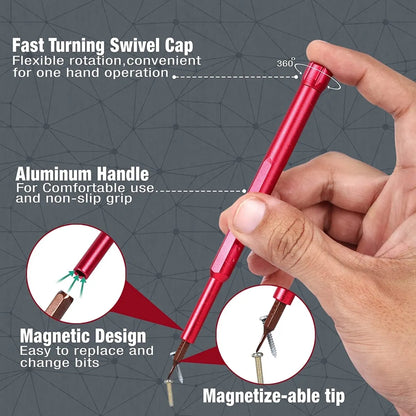 DOCOSS 25 In 1 Precision Screwdriver Set Laptop Mobile Screwdriver Kit Magnetic with S2 Steel Bits Screw Driver Set for Mobile Phone,Tablet, PC & Household Repair Home Tool Kit (Red)