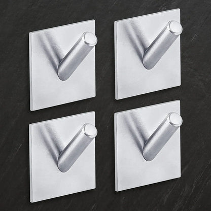 DOCOSS Pack of 4 Steel Self Adhesive Hooks for Wall Strong Sticker Hooks Door Hanger Wall Hooks Self Adhesive Hooks Holder for Bathroom ,Kitchen -Holds Upto 3 kg