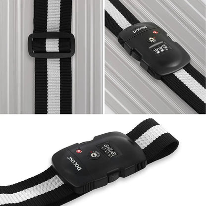 DOCOSS 016 TSA Locks Strap Number Lock for Luggage Belt Adjustable Luggage Strap Locks / Combination Password Luggage Locks for Travel (BLACK)
