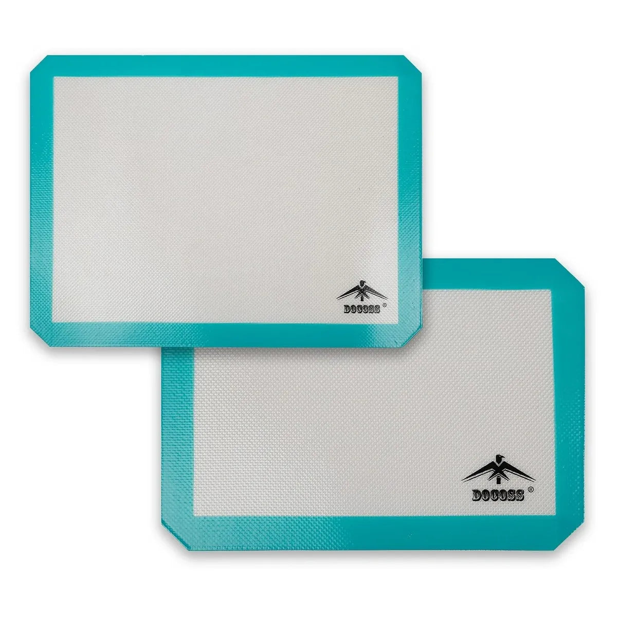 DOCOSS Pack Of 2 Small Silicone Oven Baking Mat Professional Silicon Mat For Baking Non Stick Silicon Mat For Oven Baking Sheet (11.5 " x 8.5 "Inch ) (Turquoise)