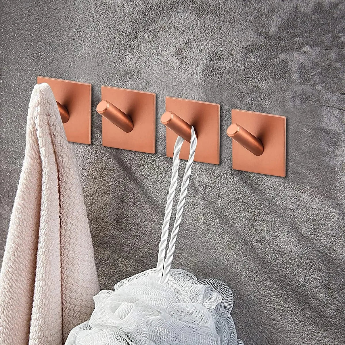 DOCOSS Pack of 4 Steel Self Adhesive Hooks for Wall Strong Sticker Hoo