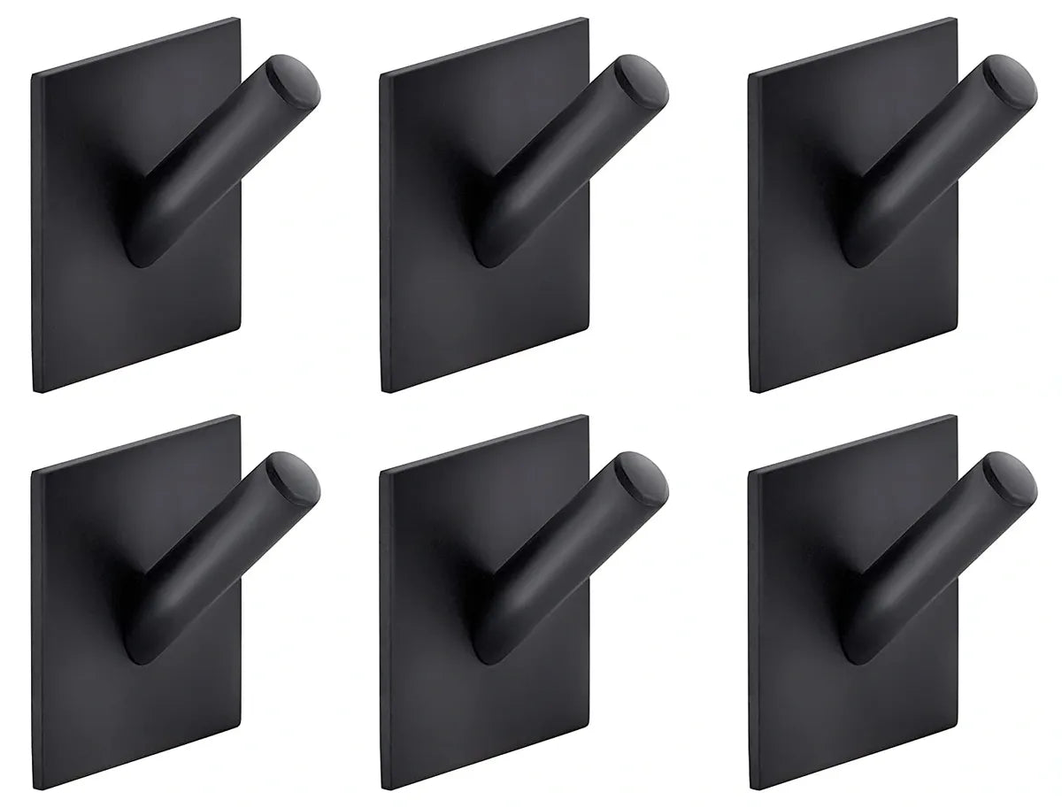 DOCOSS Pack of 6 Steel Self Adhesive Hooks for Wall Strong Sticker Hooks Door Hanger Wall Hooks Self Adhesive Hooks Holder for Bathroom ,Kitchen -Holds Upto 3 kg