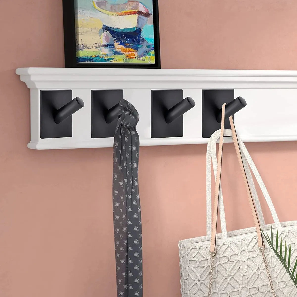 Buy VIKIJO Stainless Steel 5 Pin with Double Alloy Hook Cloth Hanger Wall  Mounted Bathroom Cloth Hanger,Cloth Wall Hook,Door Hooks Rail for Hanging  Keys, Clothes, Towel (Black, 1) Online at Best Prices