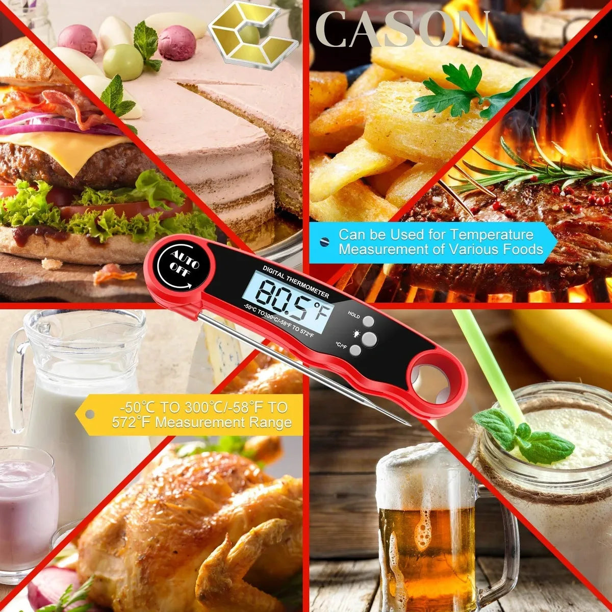 CASON -ABS Proffesional Waterproof Digital Lcd Cooking Food Thermomete ...