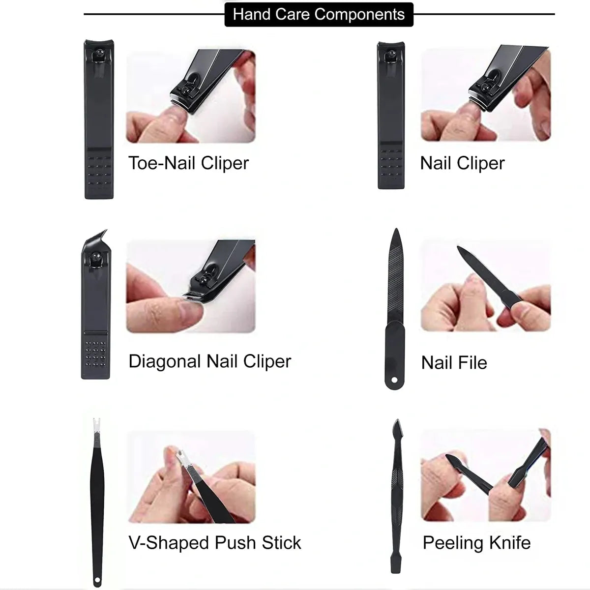 DOCOSS-12 IN 1 Manicure Kit Nail Cutter For Women Stainless Steel Manicure Pedicure Kit With Grooming Kit, Acne needle,Nail Filer Kit, Nail Cutter Set With Leather Case