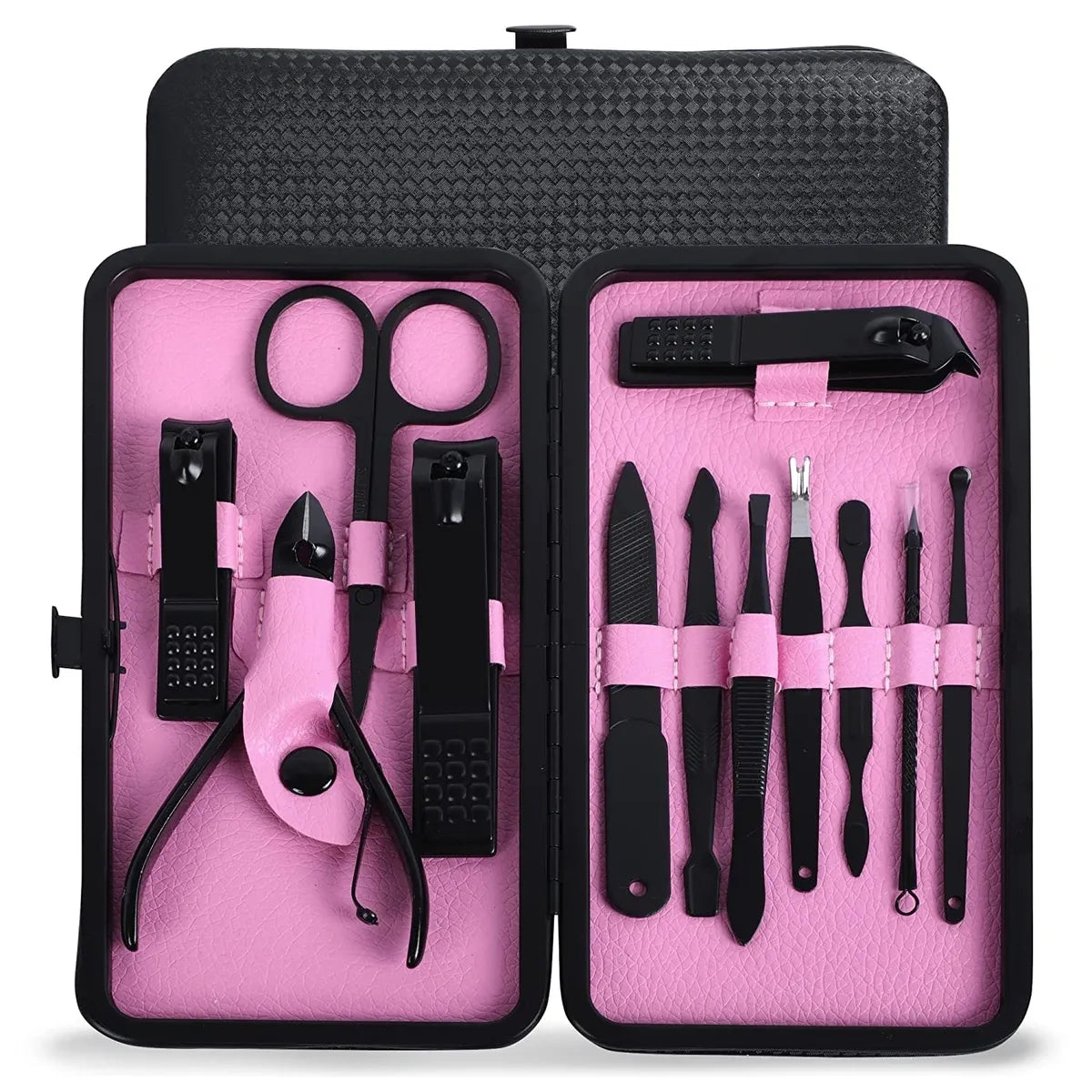 DOCOSS-12 IN 1 Manicure Kit Nail Cutter For Women Stainless Steel Manicure Pedicure Kit With Grooming Kit, Acne needle,Nail Filer Kit, Nail Cutter Set With Leather Case