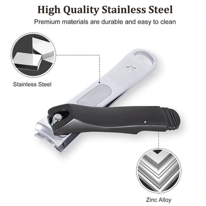 DOCOSS Pack Of 2 Stainless Steel Nail Cutter For Men Women & Toenail Fingernail Clipper Nail Clippers Set/ Nail Cutter Set Kit (Black)
