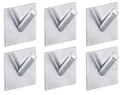 DOCOSS Pack of 6 Steel Self Adhesive Hooks for Wall Strong Sticker Hoo