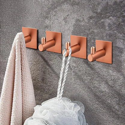 DOCOSS Pack of 8 Steel Self Adhesive Hooks for Wall Door Hanger Wall Hooks Strong Sticker Hooks Self Adhesive Hooks Holder for Bathroom ,Kitchen -Holds Upto 3 kg