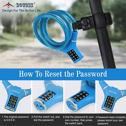 DOCOSS- Ultra Strong Number Lock for Cycle Lock / Helmet Lock for Bike Lock /Cable Lock /Password Lock for Bike / Cycle Locks(Blue) Visit the DOCOSS Store