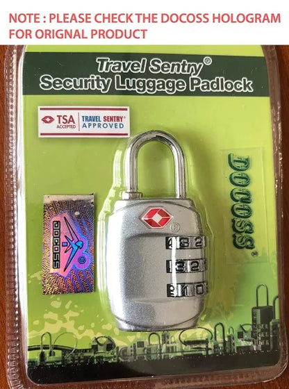 DOCOSS-331-TSA Approved Lock 3 Digit for USA International Number Locks for Luggage Bag Travelling Password Locks Combination Lock Travel Locks Padlock (Silver)