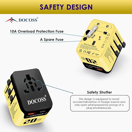Docoss Fast Charging Universal 20W GaN Travel Adapter