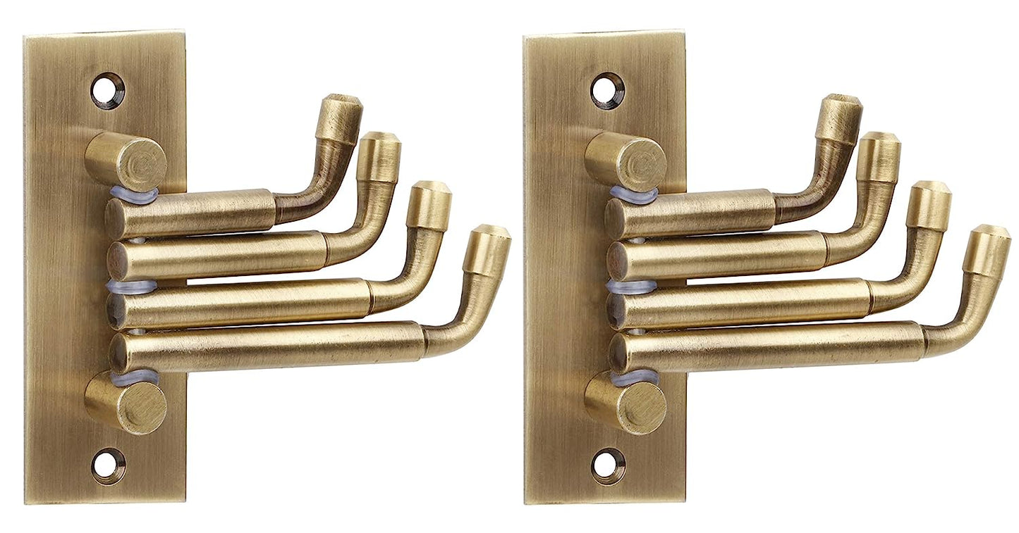 DOCOSS -Pack Of 2- Stainless Steel Flexible 4 Pin Bathroom Hooks Cloth Hanger Wall Hook Door Robe Hooks for Hanging Keys,Clothes,Towel Steel Hook (ROSE-GOLD)