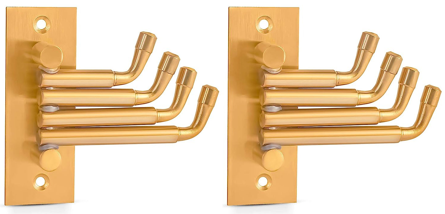 DOCOSS -Pack Of 2- Stainless Steel Flexible 4 Pin Bathroom Hooks Cloth Hanger Wall Hook Door Robe Hooks for Hanging Keys,Clothes,Towel Steel Hook (ROSE-GOLD)